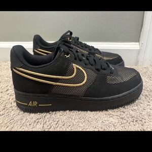 Nike Air Force 1 Low Legendary Black/Metallic Gold Women Size 9 Multi DM8077-001